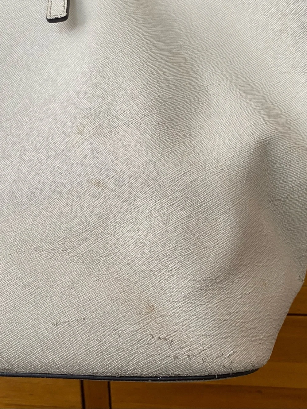 Michael Kors White Leather Shoulder Tote with Slim Straps
